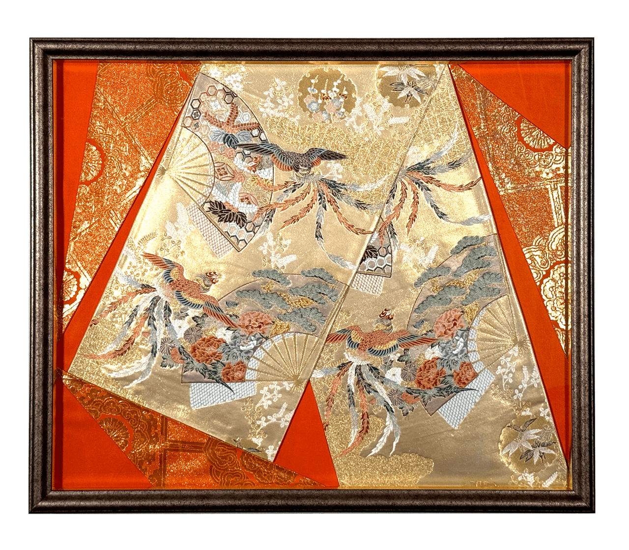 Bird collection gold-thread obi artwork No.07, framed (Other)