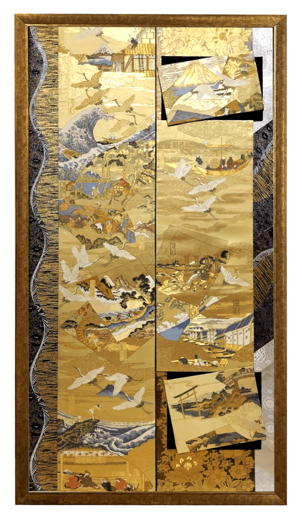 Hokusai collection gold-thread obi artwork No.04, framed (Extra Large)
