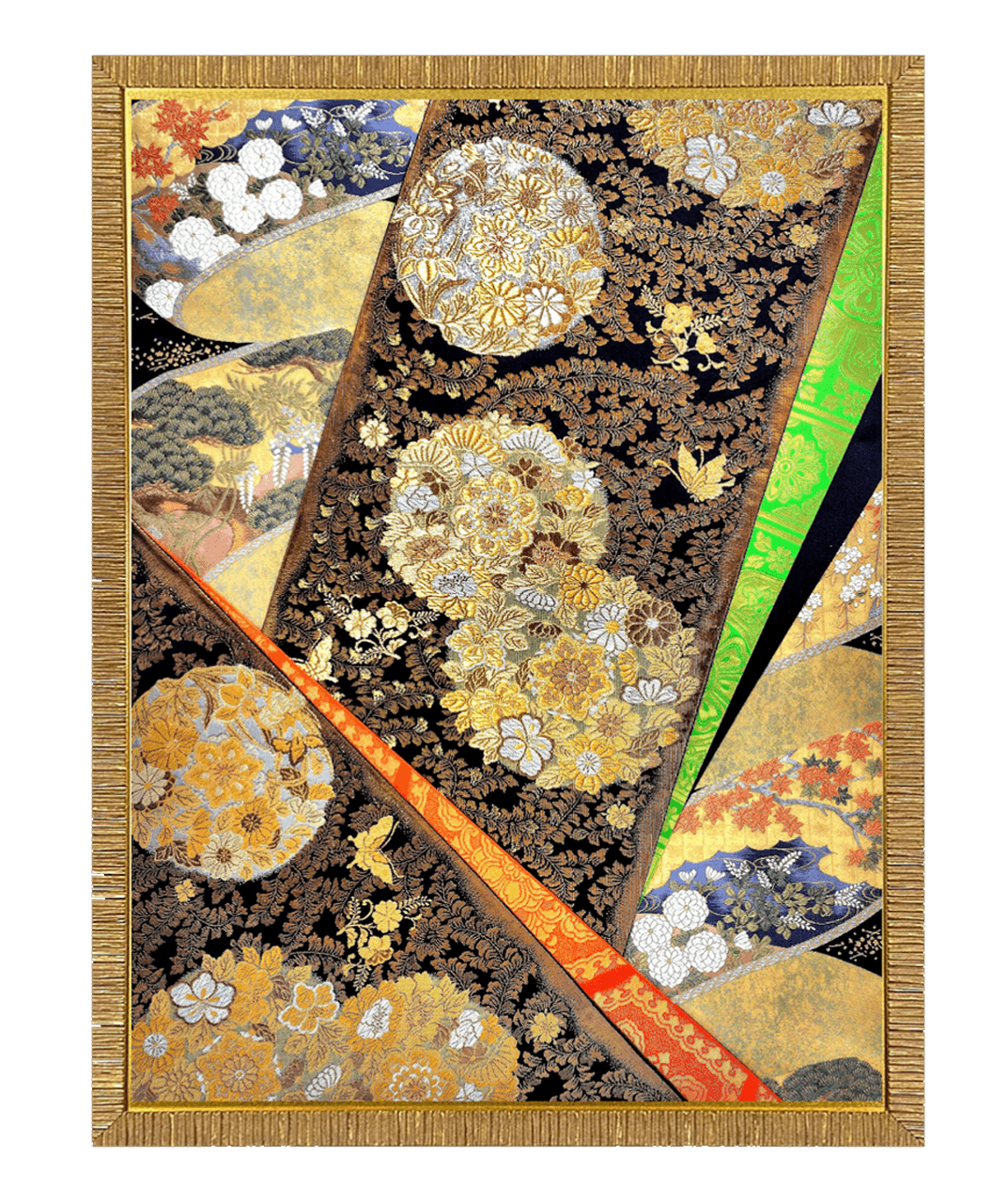 Shōsō-in collection gold-thread obi artwork No.02, framed (Large)