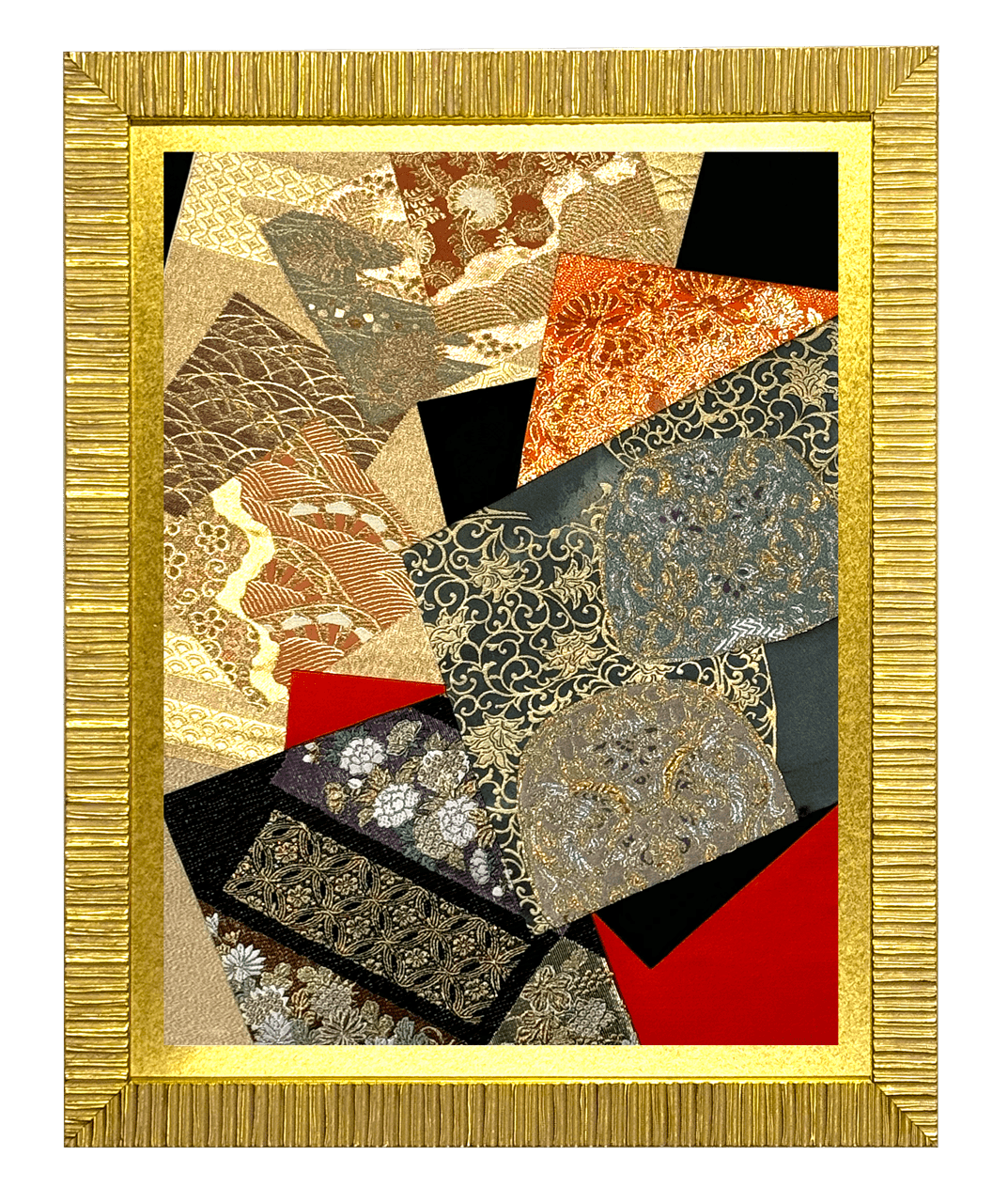 Shōsō-in collection gold-thread obi artwork No.03, framed (Large)