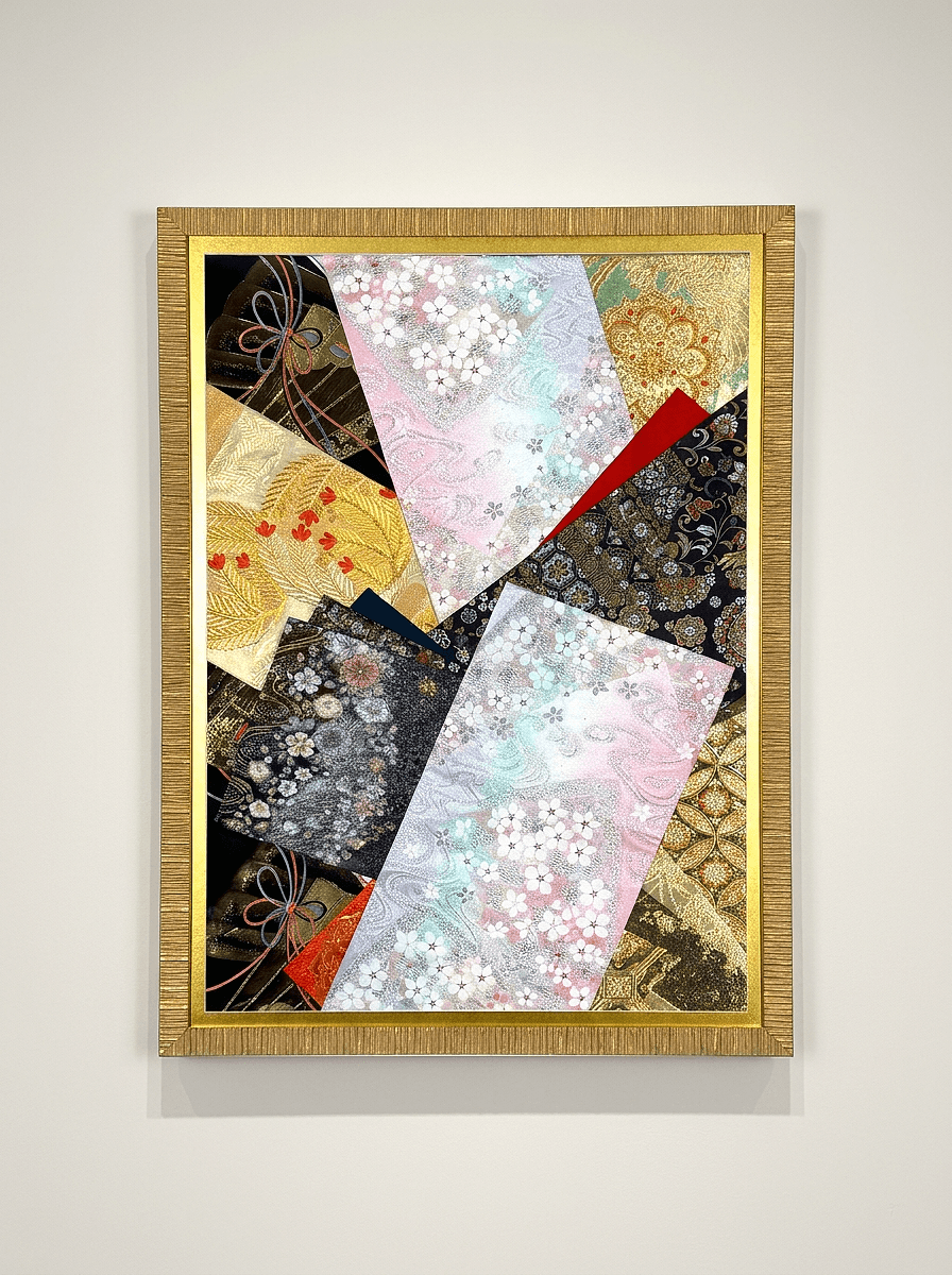 Botanical collection gold-thread obi artwork No.01, framed (Extra Large)