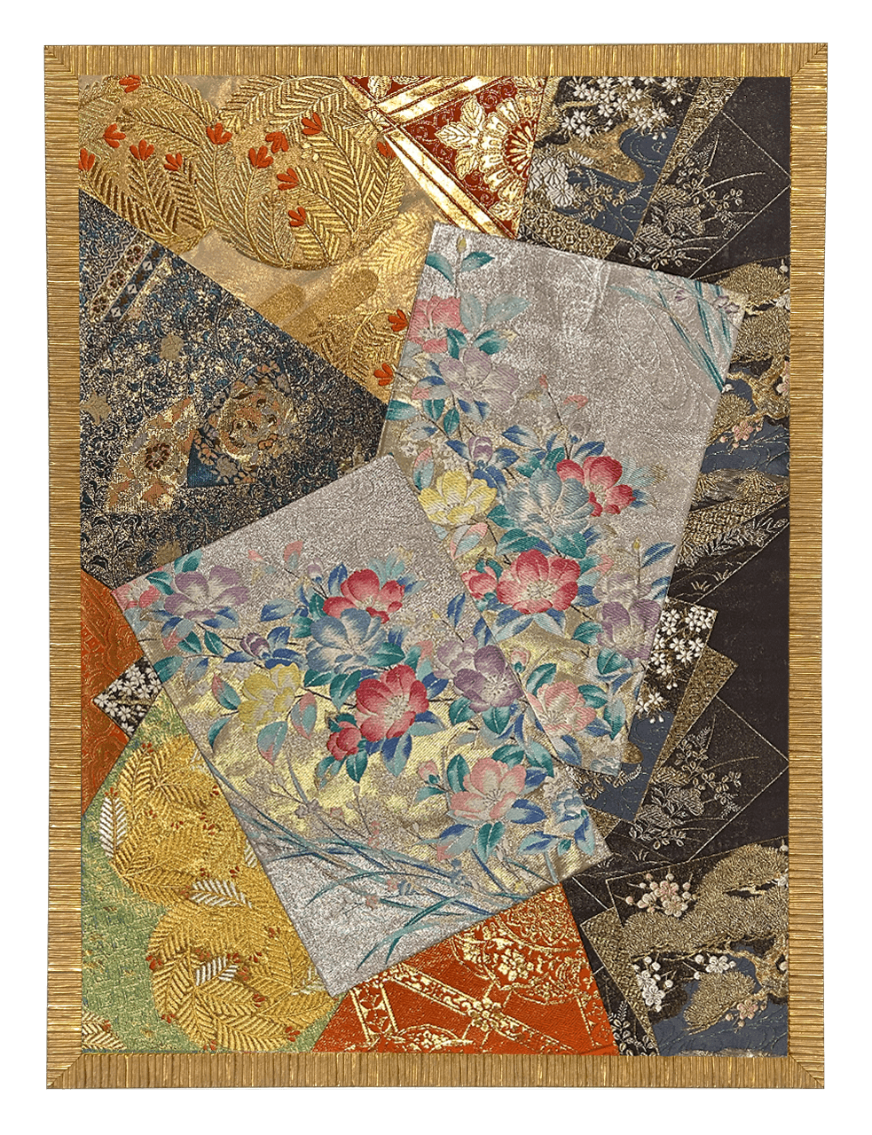 Botanical collection gold-thread obi artwork No.03, framed (Other)
