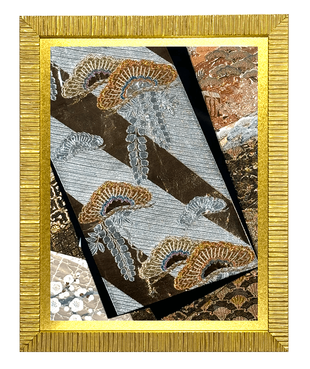 Botanical collection gold-thread obi artwork No.04, framed (Large)