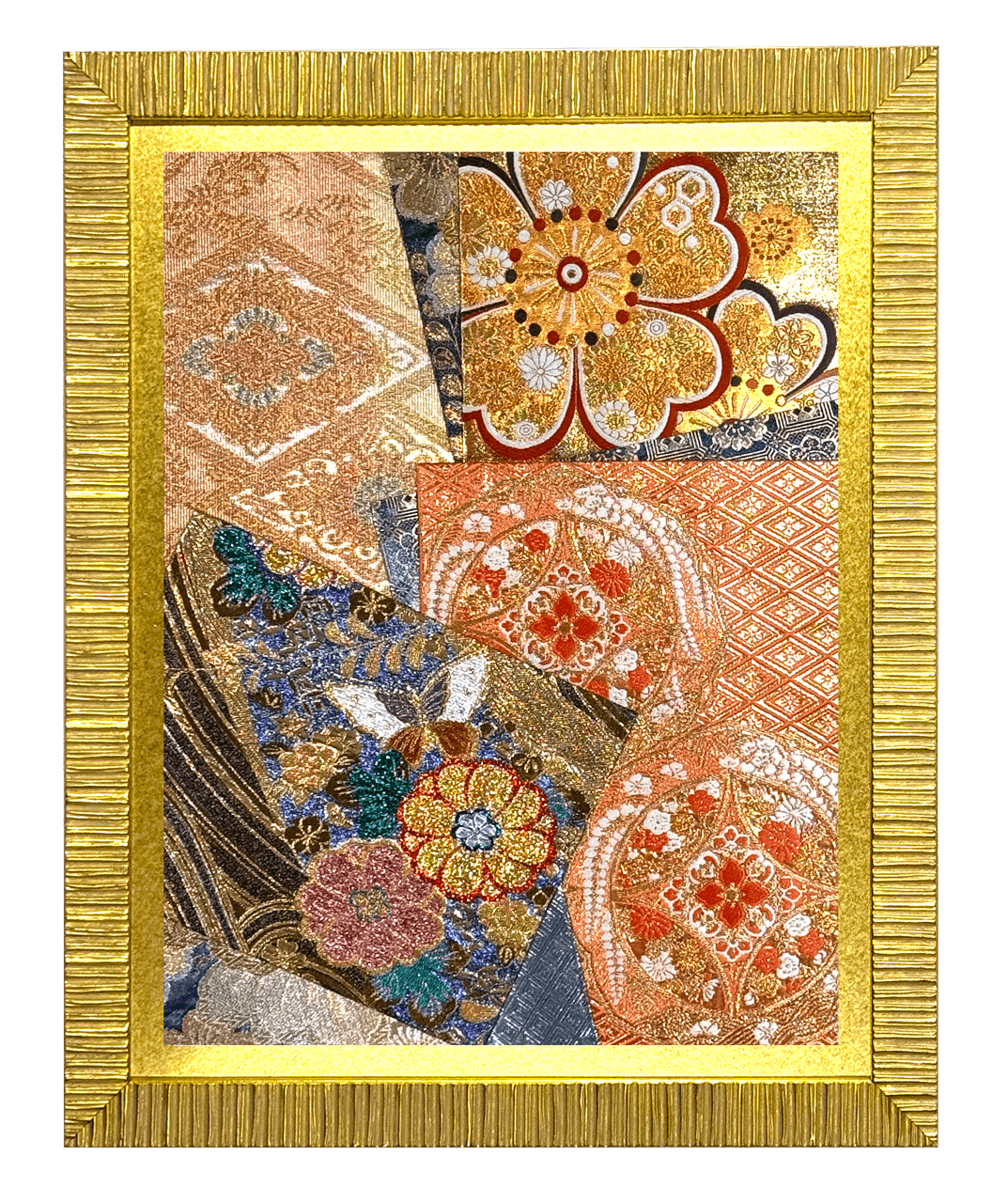Botanical collection gold-thread obi artwork No.05, framed (Large)