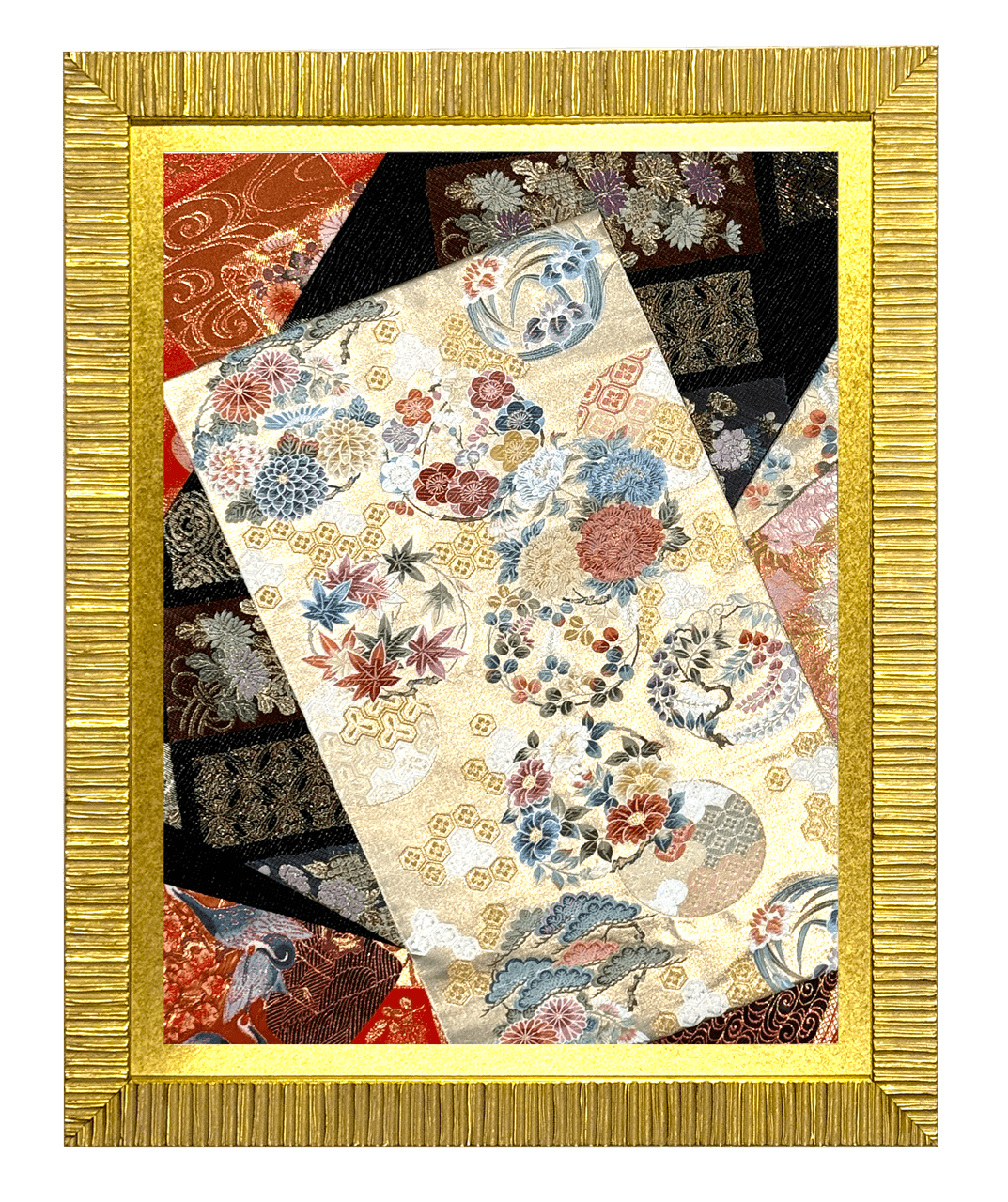 Botanical collection gold-thread obi artwork No.07, framed (Large)