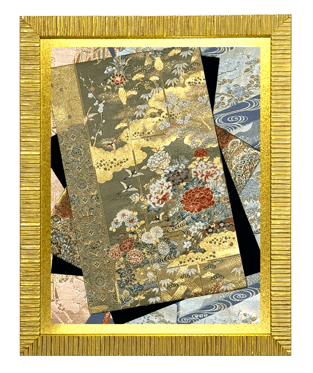 Botanical collection gold-thread obi artwork No.09, framed (Large)