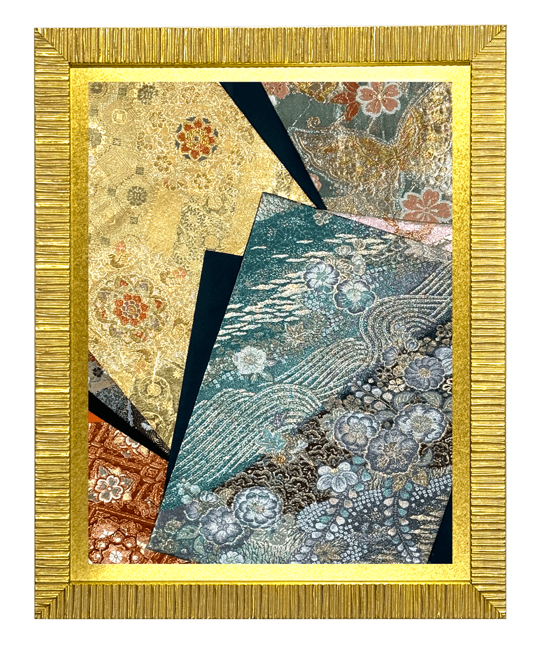 Botanical collection gold-thread obi artwork No.11, framed (Large)