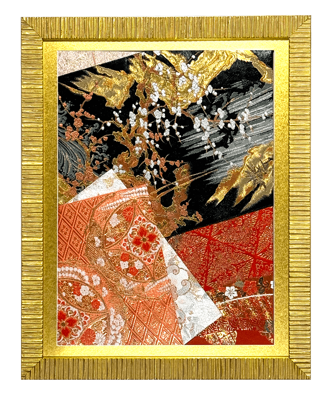 Botanical collection gold-thread obi artwork No.13, framed (Medium)