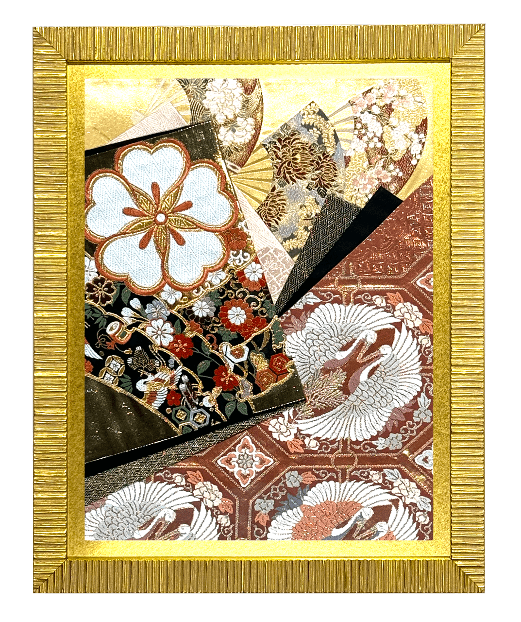 Botanical collection gold-thread obi artwork No.14, framed (Medium)