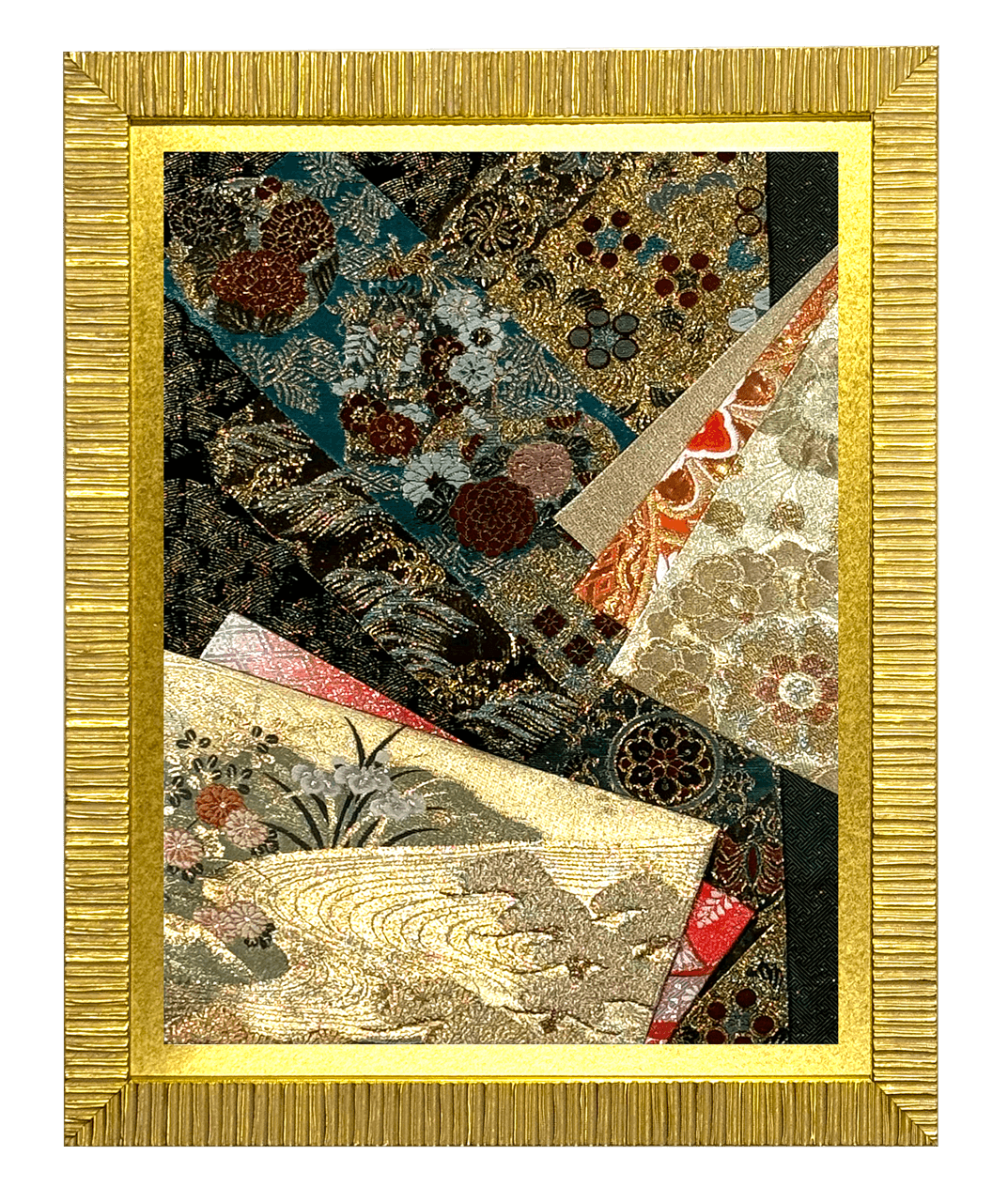 Botanical collection gold-thread obi artwork No.15, framed (Medium)