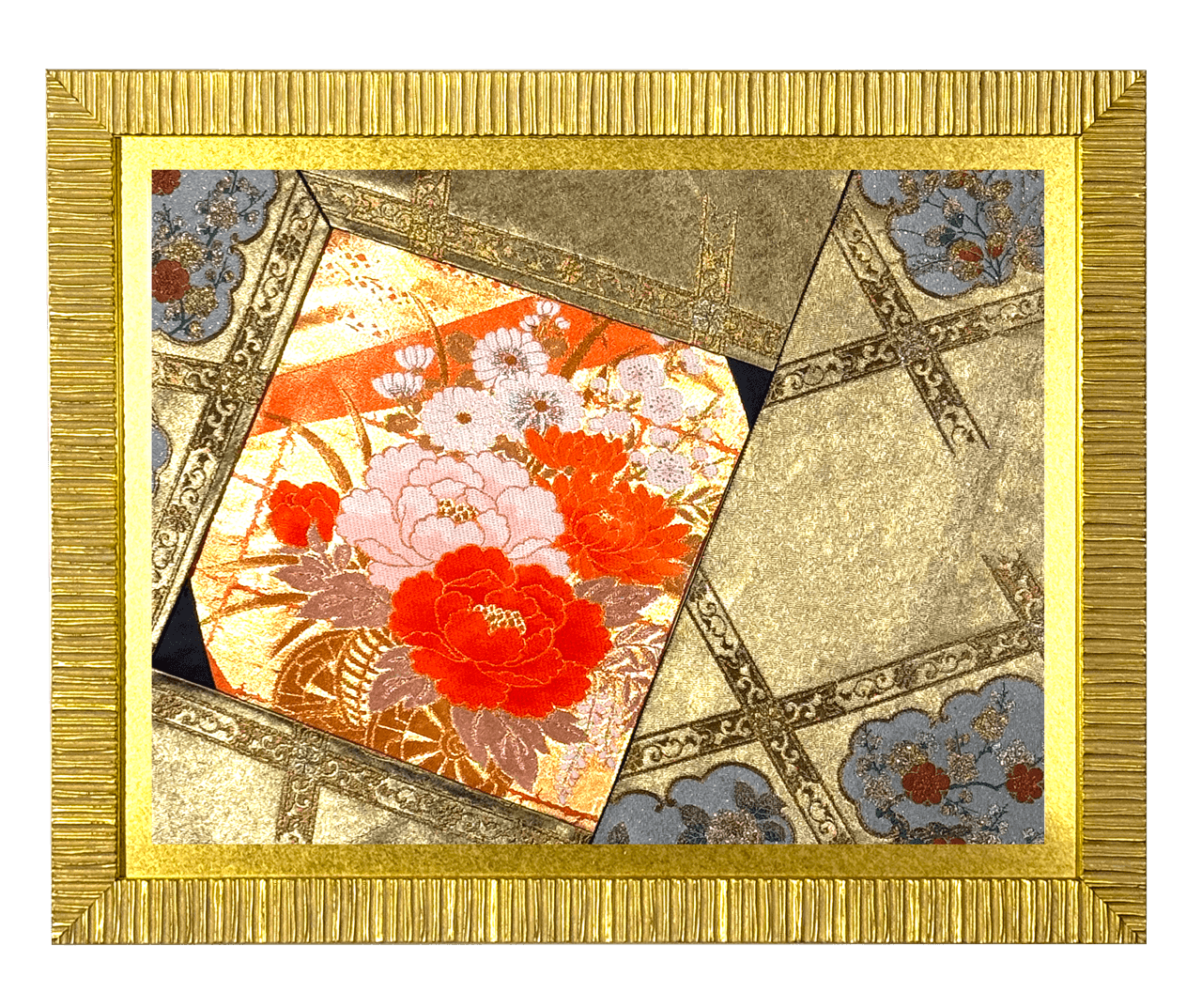 Botanical collection gold-thread obi artwork No.19, framed (Other)