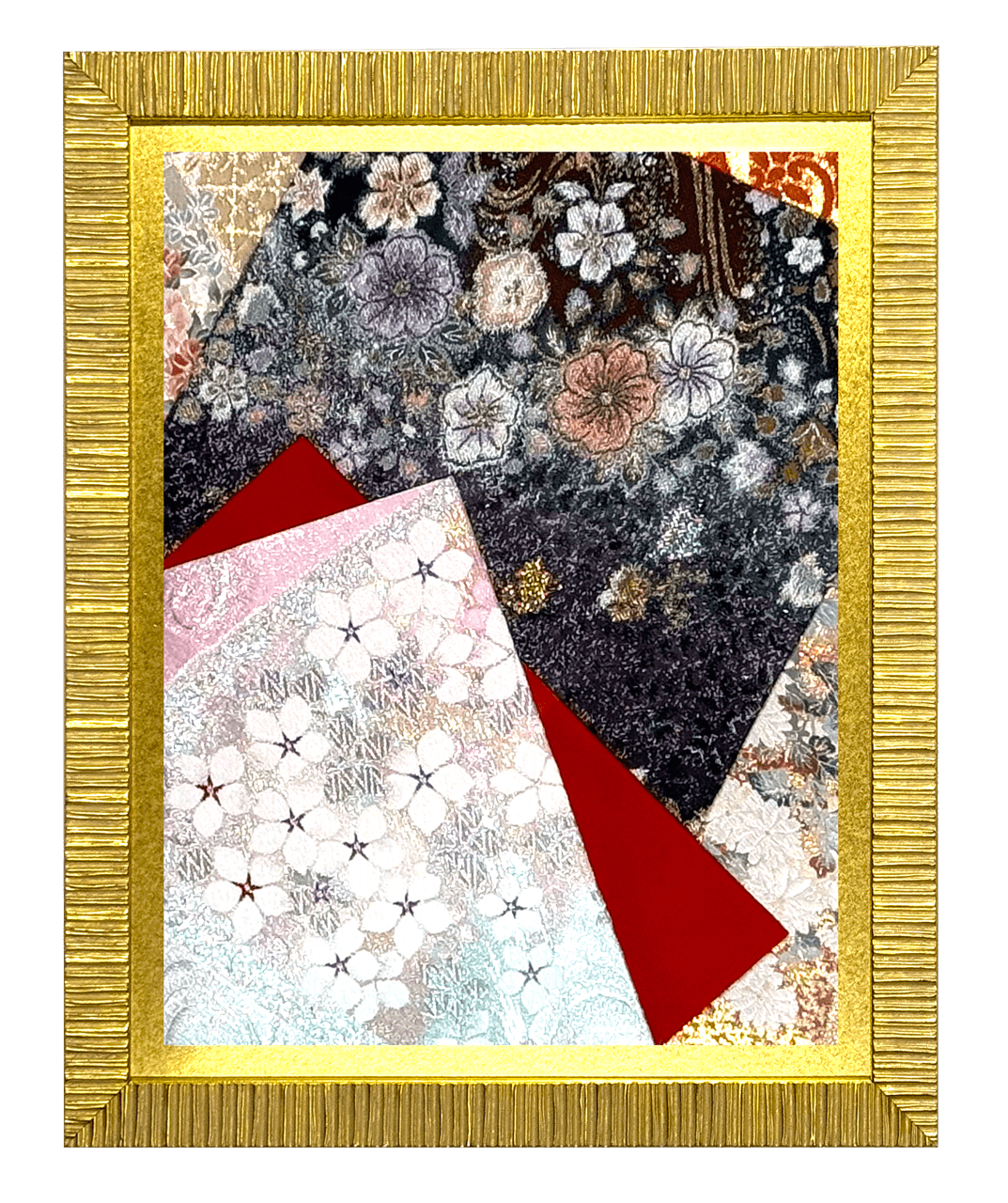 Botanical collection gold-thread obi artwork No.21, framed (Small)