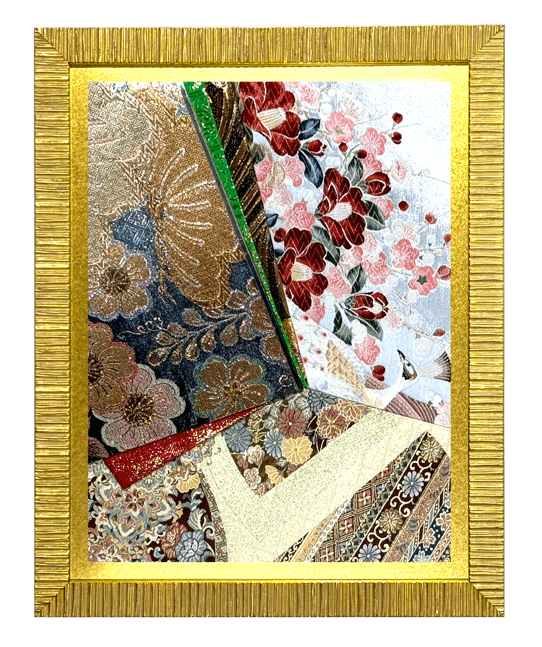 Botanical collection gold-thread obi artwork No.22, framed (Small)