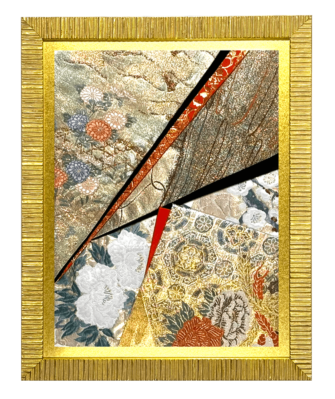 Botanical collection gold-thread obi artwork No.23, framed (Small)