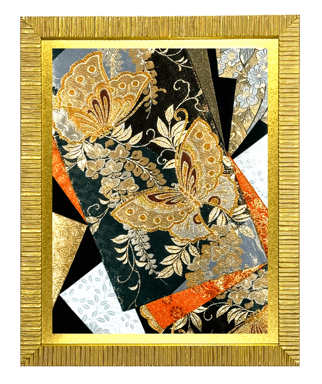 Butterfly collection gold-thread obi artwork No.04, framed (Large)