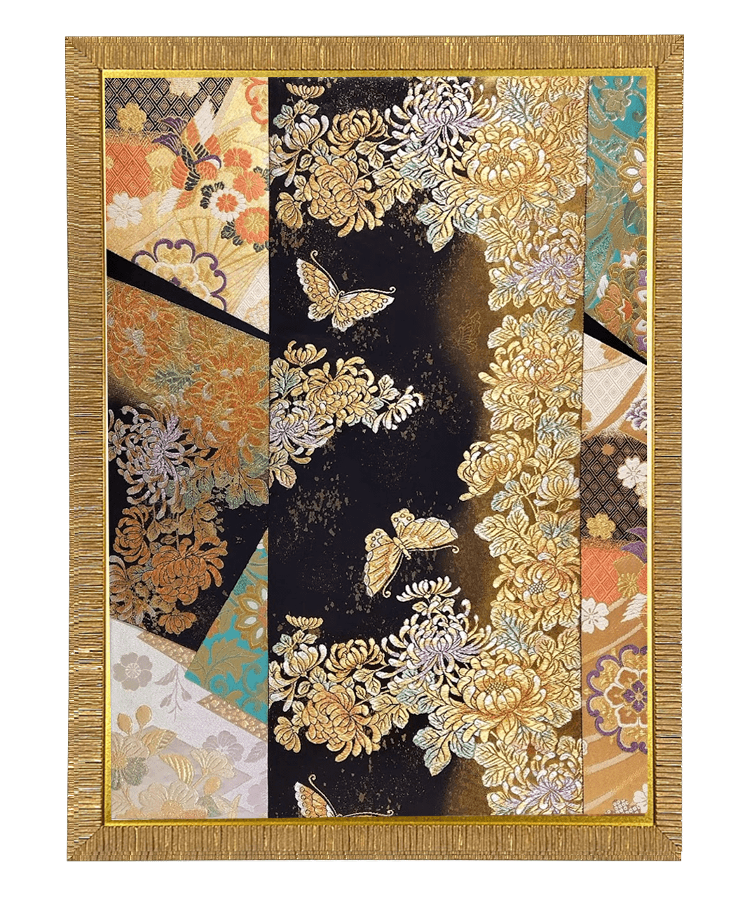 Butterfly collection gold-thread obi artwork No.06, framed (Large)
