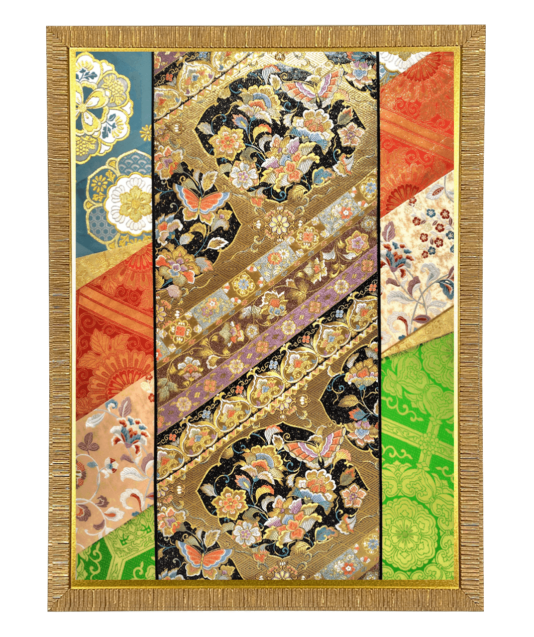 Butterfly collection gold-thread obi artwork No.08, framed (Large)