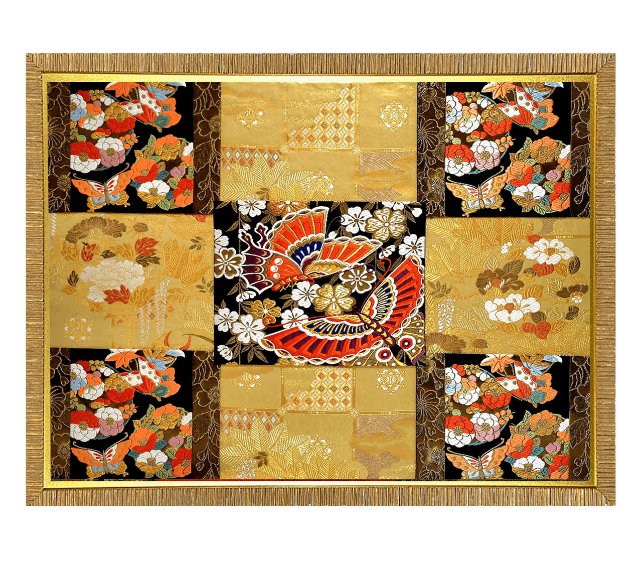 Butterfly collection gold-thread obi artwork No.09, framed (Other)