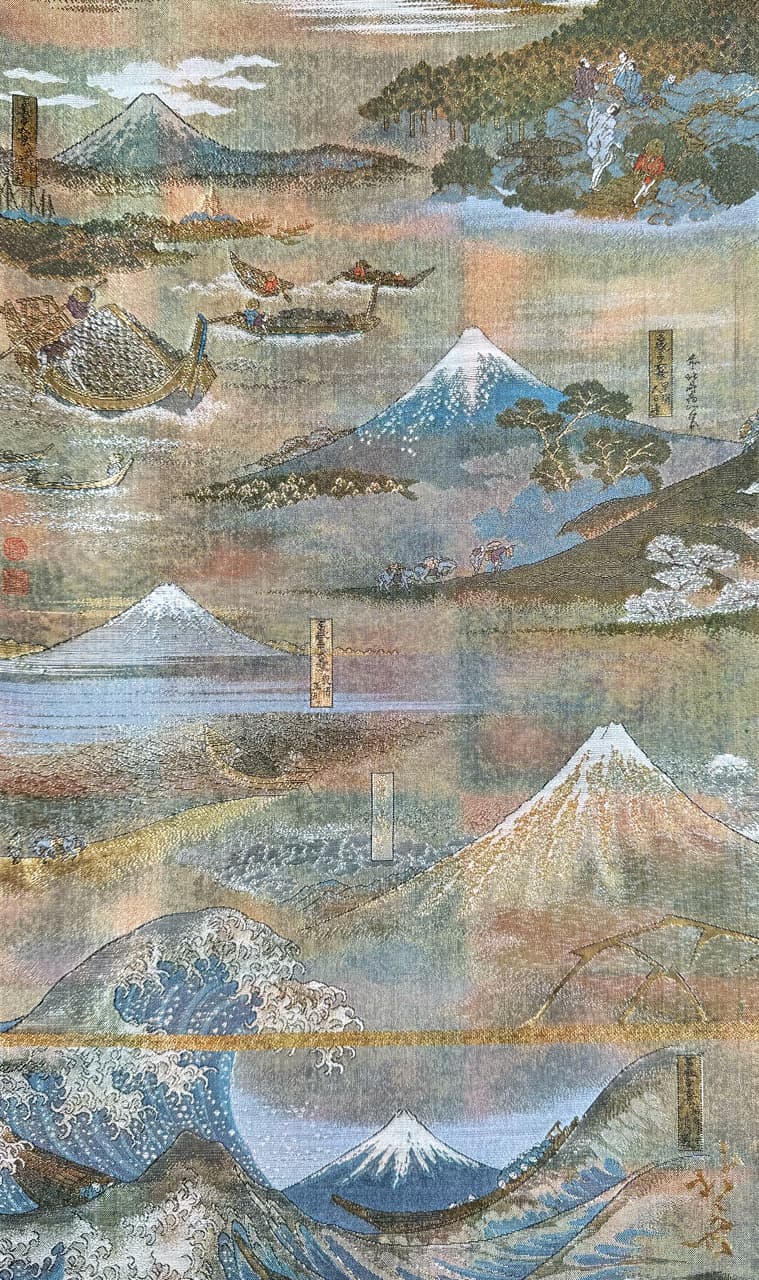Hiroshige collection gold-thread obi artwork No.04, framed (Other)