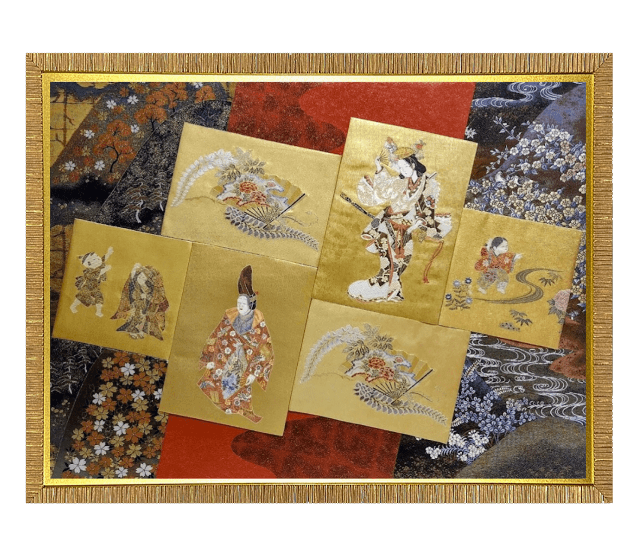 Koto collection gold-thread obi artwork No.06, framed (Other)