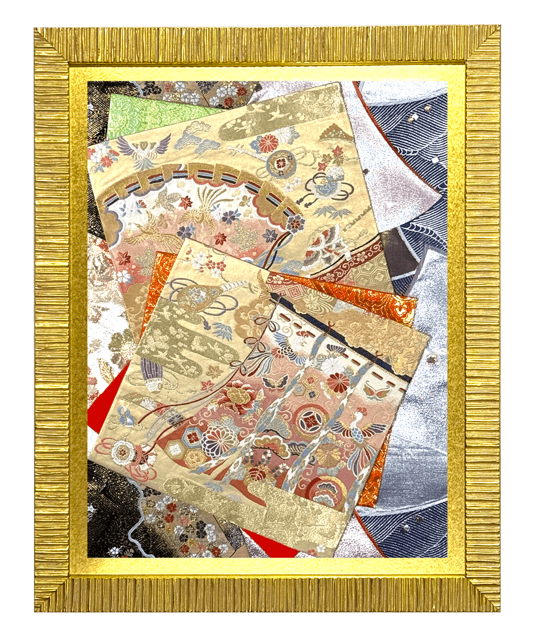 Koto collection gold-thread obi artwork No.08, framed (Large)